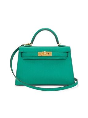 Mini Kelly in Emerald Green with Gold Hardware